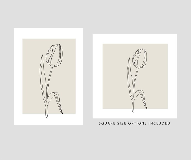 Spring Flower Line Art Set of 3 Prints Botanical Wall Art - Etsy