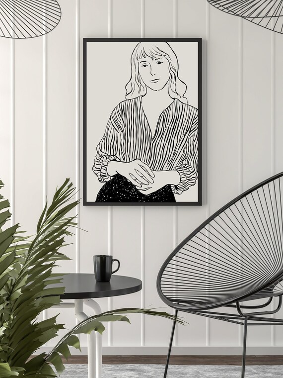 Woman Stripes Clothes art print, Woman Empowerment Wall Art, Neutral