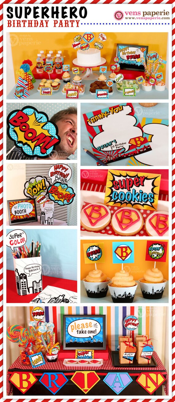 Superhero Birthday Party Package Personalized FULL Collection Etsy