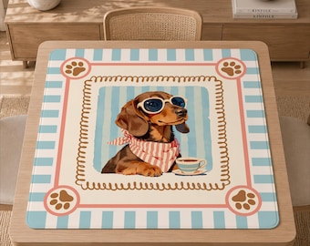 Dachshund Mahjong Mat, Sausage Dog Coffee Game Night Mat