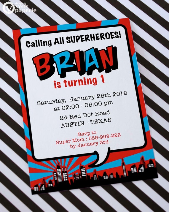 Superhero Birthday Invitation Il_570xn
