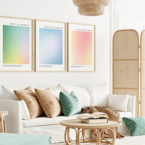 Aura Poster Printable Set of 3, Aesthetic Room Decor Trendy Spiritual Aura Energy Prints, Gradient Wall Art, Self LovePrints, Y2k Prints image 3