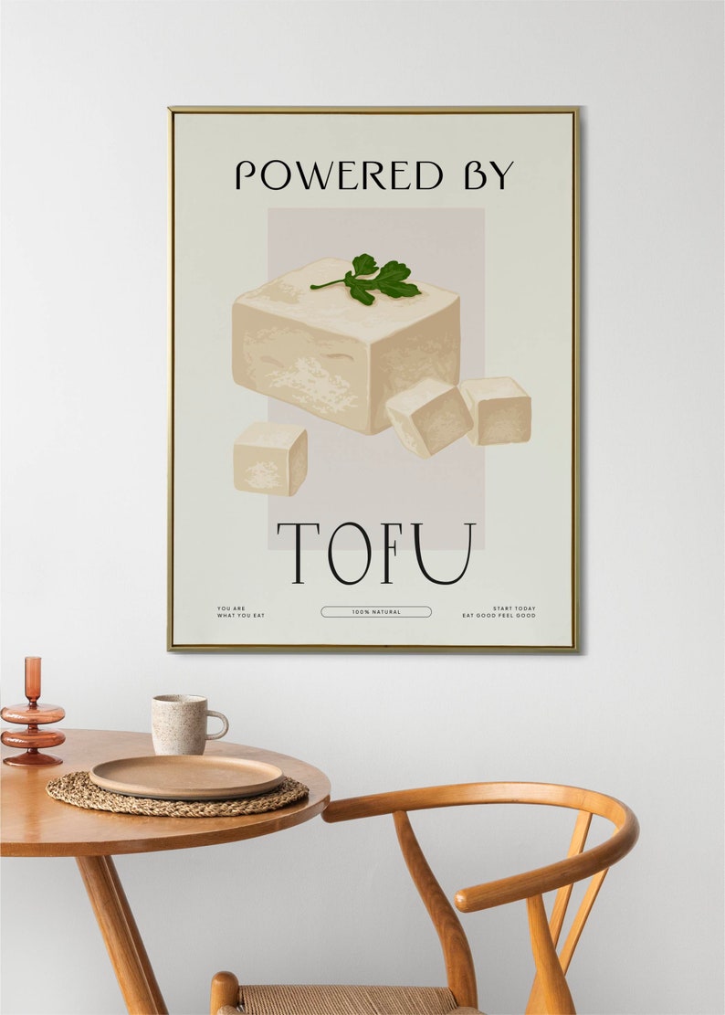 Powered by tofu Art Print, digital download, printable arts, in tofu we trust poster, asian food prints, vegetarian lifestyle image 8