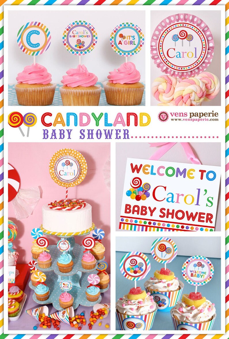 Candy Land Baby Shower Package Personalised Digital Party Etsy
