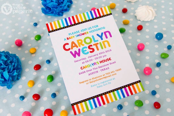 DIY PRINTABLE Invitation Card - Rainbow Baby Shower Invitation - BS808CA1a1 Il_570xn