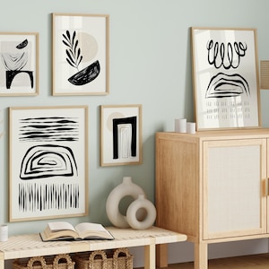 Modern Abstract Print Set Of 6, Bundle Print set, Neutral Abstract Art, Printable Art, Gallery Wall Art, Minimal Prints, Modern wall art