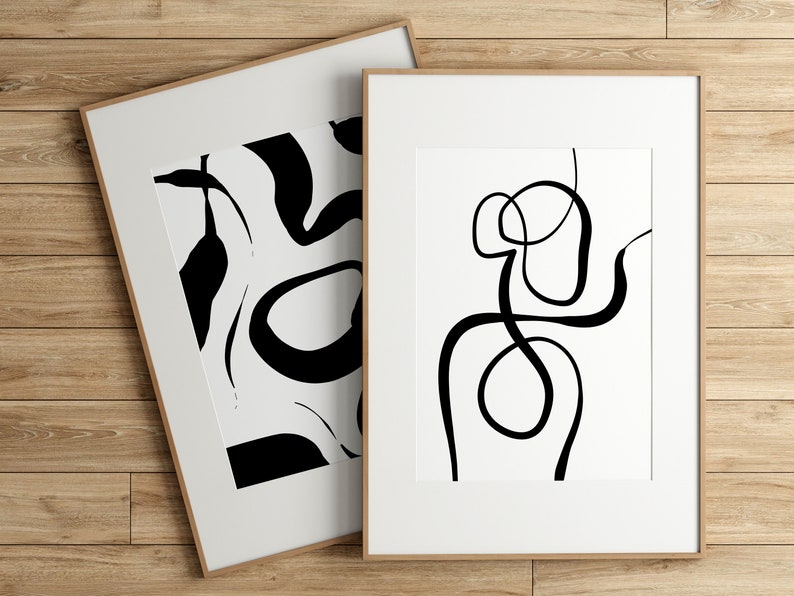 Modern Abstract Print Set Of 5, Bundle Print set, Neutral Abstract Art, Printable Art, Gallery Wall Art, Minimal Prints, Modern wall art image 5