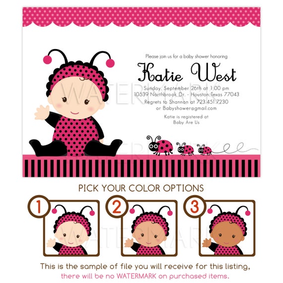 Ladybug Baby Shower Invitations Personalised Invitations Etsy