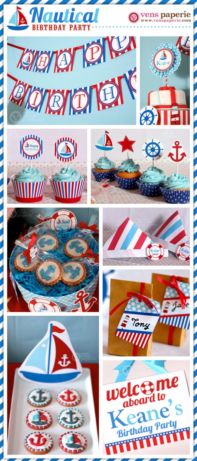 Nautical Birthday Party Package Personalized FULL Collection | Etsy