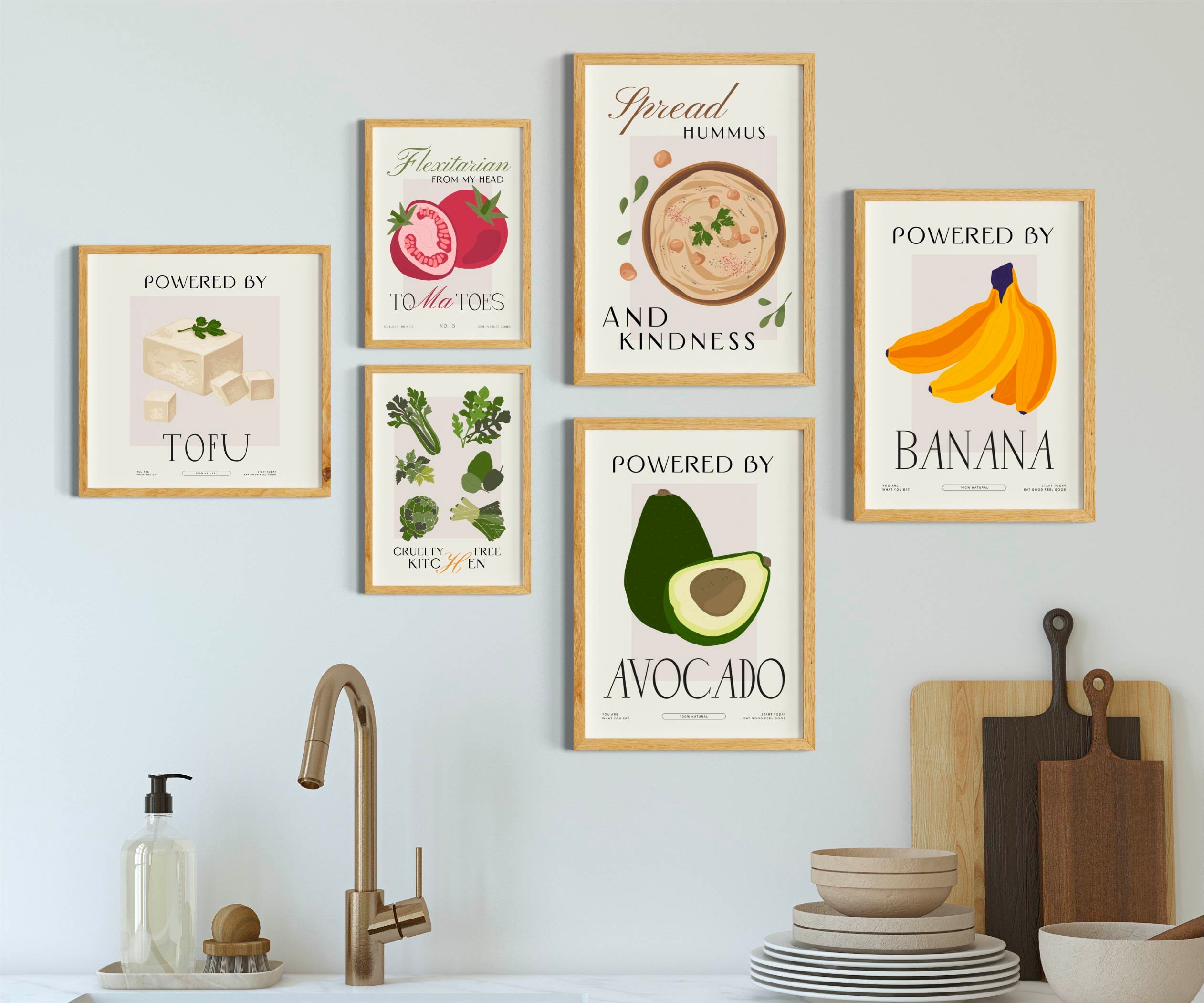 100+ kitchen art prints bundle, food & drink wall... Kitchen and Dining Room Art Prints Set of 12, Vegan Wall Art Decor ...