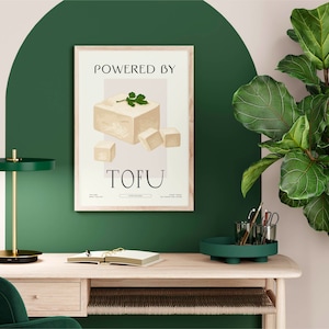 Powered by tofu Art Print, digital download, printable arts, in tofu we trust poster, asian food prints, vegetarian lifestyle image 7