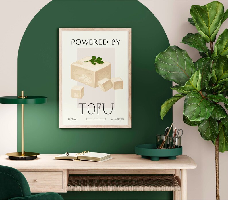 Powered by tofu Art Print, digital download, printable arts, in tofu we trust poster, asian food prints, vegetarian lifestyle image 7