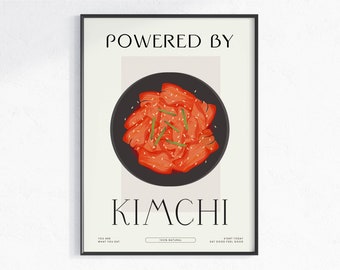 Kimchi Poster, Food Print, Dumplings, Kimchi, Tentoonstelling Poster, Retro Wall Art, Modern Kitchen Decor, Illustratie, Japanse kunst, Ramen,