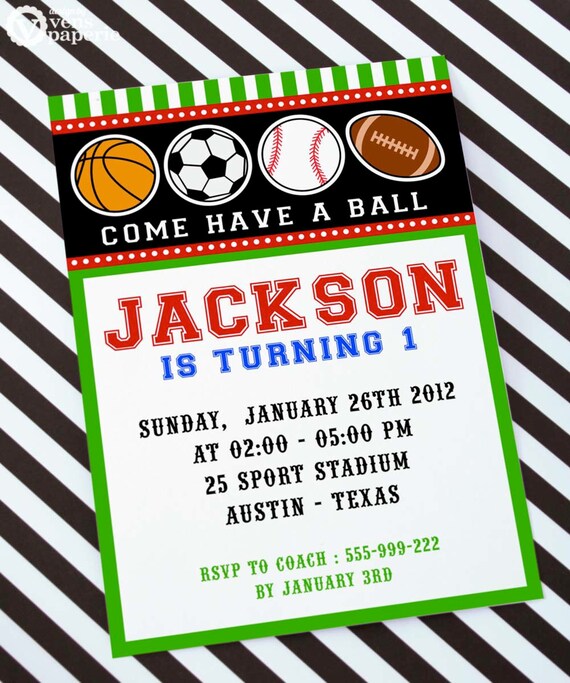 Digital all star sport first birthday party invitation printables, sport birthday invitation, all star sport party invites, sport invites Il_570xn
