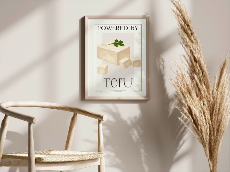 Powered by tofu Art Print, digital download, printable arts, in tofu we trust poster, asian food prints, vegetarian lifestyle image 6