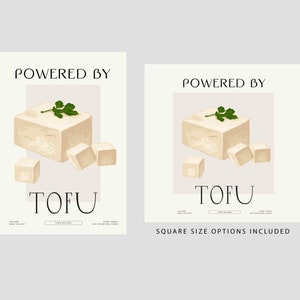 Powered by tofu Art Print, digital download, printable arts, in tofu we trust poster, asian food prints, vegetarian lifestyle image 2