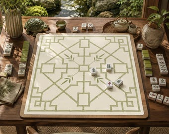 Bamboo Trellis Mahjong Mat, Designer Bamboo Table Mat, Palm Beach Prep Decor, American Mahjong Gift, Chinoiserie Luxury Style