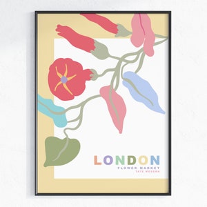 Blumen Wandkunst, Florale Kunstdrucke, Botanisches Poster Set, Pastell Drucke, London Drucke, Bunte Gallery Prints, Digital Art Print
