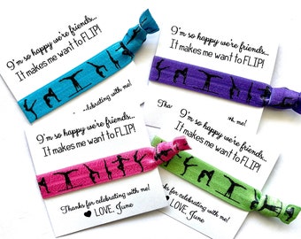 Gymnastics Birthday Party Favors | PERSONALIZED Birthday Hair Tie Favors | Birthday Hair Ties | Birthday Favors | Gymnastics Birthday party