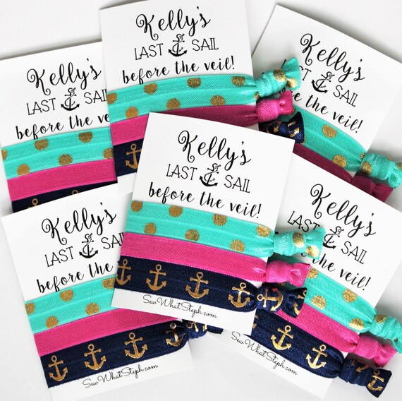 Bachelorette Hair Tie Favors Last Sail Before The Veil Etsy