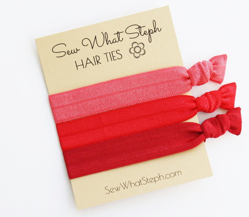 Shades of Red Elastic Hair Ties / Creaseless Hair Ties / Etsy