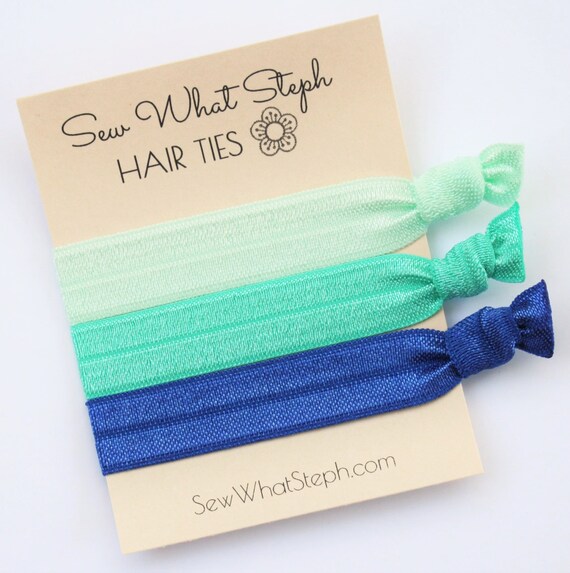 Shades Of Green Blue Elastic Hair Ties Creaseless Hair Ties Etsy