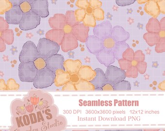 Coquette Pastel Color Flowers Seamless Pattern PNG format