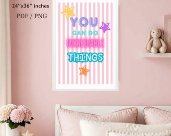 Motivational Wall Art, Classroom Decor, Bedroom wall Design, Positive Printable Poster PDF , PNG