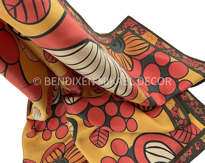 Sofidelic - Yellow 70s Flower Power, Mulberry Silk Scarf Square - 70s iconic designs