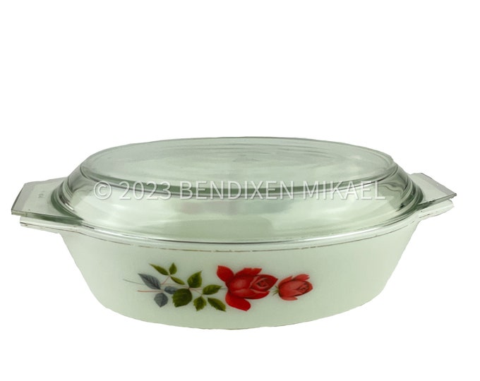 JAJ PYREX Rose, Casserole Dish, Model 524