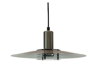 Danish Lyfa #4000 grey metal, delicate pendant lamp original from the 80s.