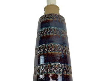 Vintage Søholm, Bornholm blue-glazed Danish ceramic table lamp, 1960s