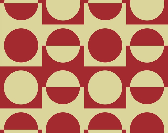 Eco-Friendly Vintage Danish Fabric by the Metre in Red and Off-White