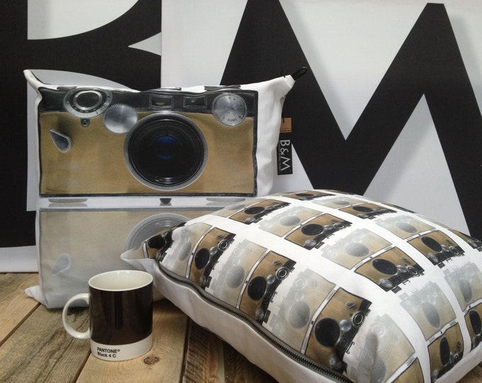Vintage Kodak Camera 1960s Throw Pillow, Retro Home Decor Accent