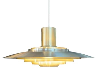 Preben Fabricius and Jorgen Kastholm, Nordisk Solar pendant lamp of golden shade aluminum, diameter 56 cm.