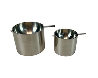 2 pcs Stelton Cylinda-Line design Arne Jacobsen revolving ashtray H 8 + 6,5 cm 1965s