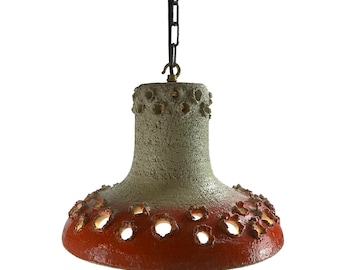 Vintage 1970s Danish Stoneware Pendant, Brutalist Style, Amanita muscaria.