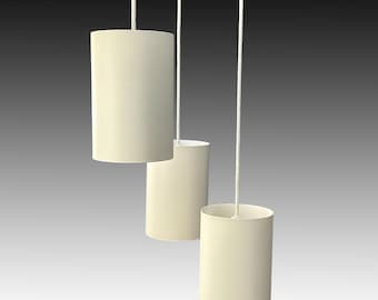 3-piece set of Louis Poulsen Cylinder pendant model 16542 in matte white.