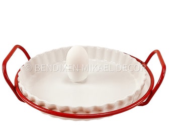 Pie Form with Red Wire Service Tray - Vintage Iconic Danish Design