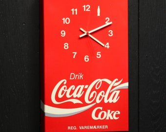 Coca-Cola Advertising Wall Clock Postmodern Minimalism Design, 80s Original Vintage