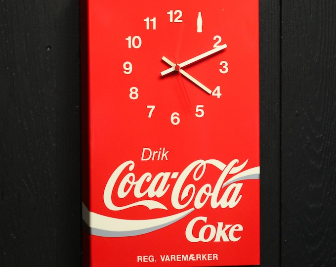 Coca-Cola Advertising Wall Clock Postmodern Minimalism Design, 80s Original Vintage