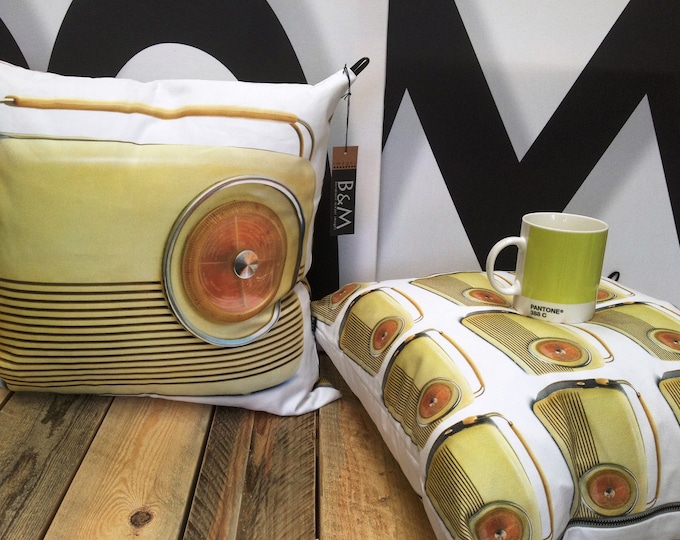 Vintage Style Cushion with Portable Radio Design