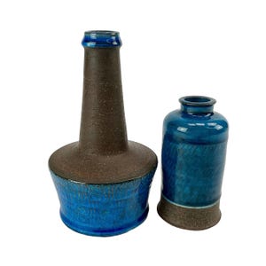 2 pieces Vintage Danish Glazed Stoneware Vase by Nils Kähler, HAK studio pottery 1960s
