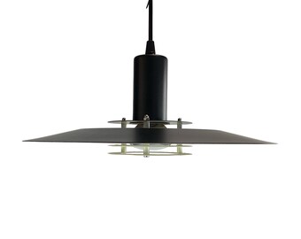 Danish Lyfa #4000 black metal, delicate pendant lamp originally from the 80s.