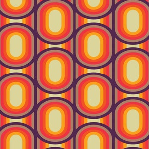 Fabric by the metre | Vintage Iconic 60s - 70s Danish Design - Dark Wine / Off White