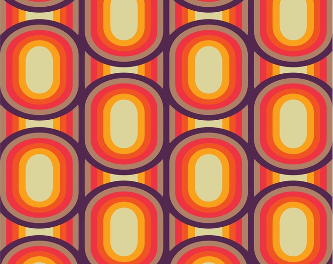 Fabric by the metre | Vintage Iconic 60s - 70s Danish Design - Dark Wine / Off White