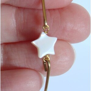 Mother of pearl star and gold bangle Bridal bracelet Bridesmaid gift Freshwater star bracelet Everyday jewelry Custom jewelry image 2