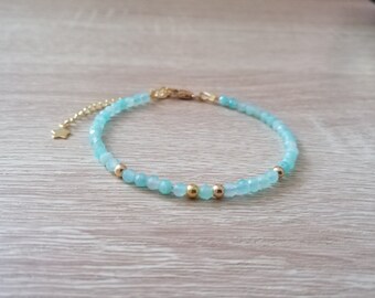 Amazonite bracelet - 14k Gold Filled and gemstone bracelet - Heart and Throat chakras - Everyday custom jewelry