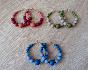Colorful hoops earrings - Beading hoops - Stainless steel earrings - Gift - Everyday jewelry