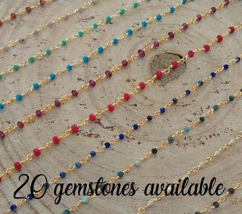 Rosary style bracelet - Tiny beads bracelet - Gemstone bracelet - 24k…